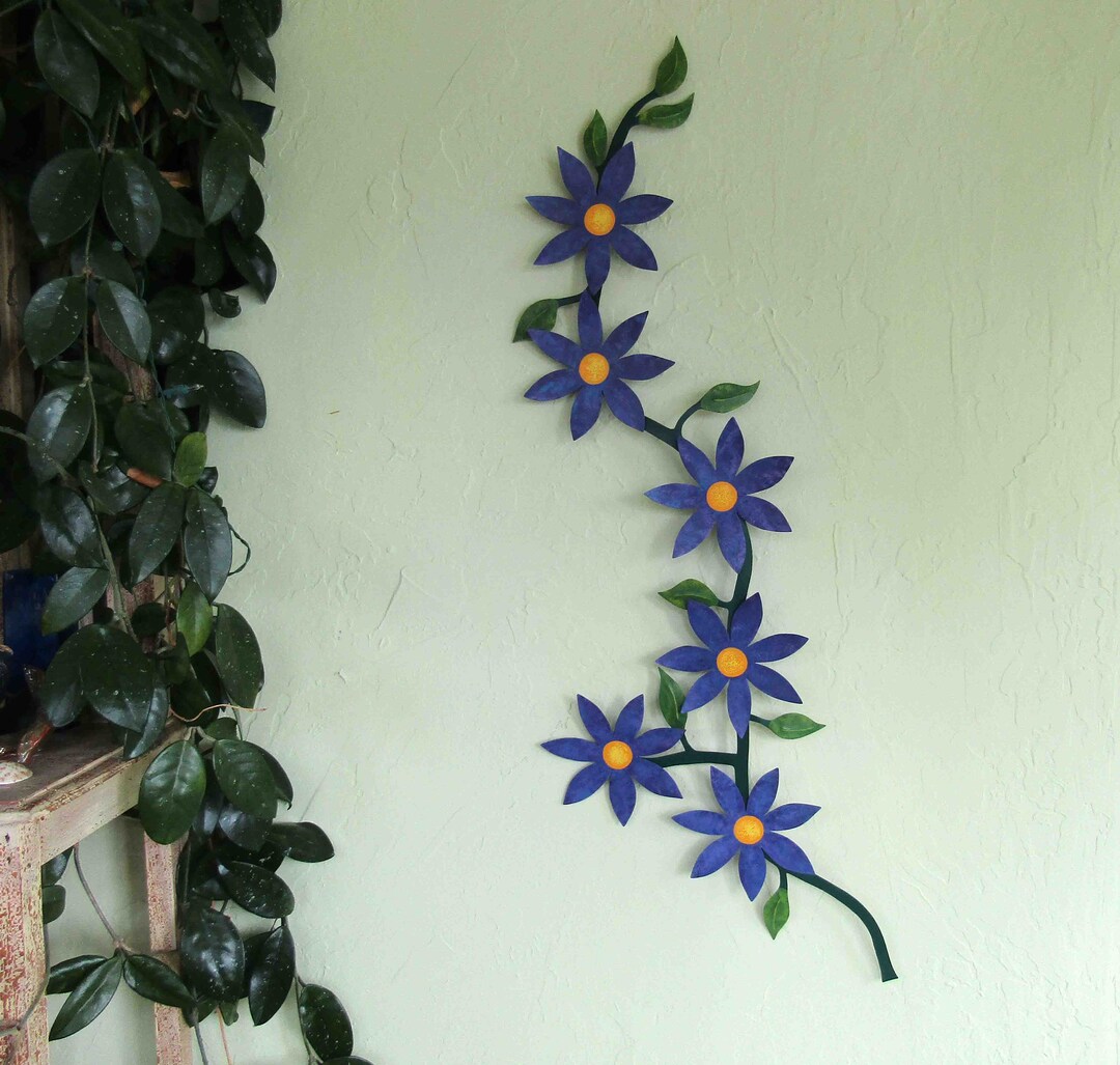 FLOWER VINE ART Climbing Trailing Purple Flowers Clematis Kitchen Wall