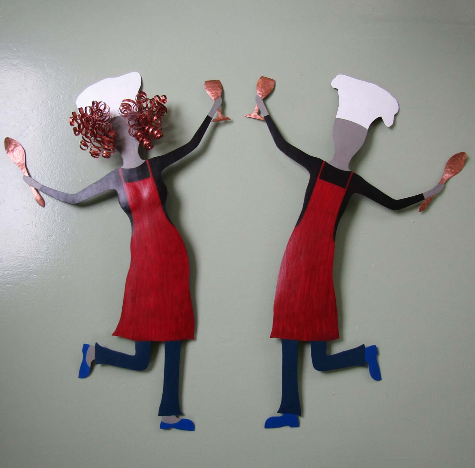 CHEF ART Sculpture Large Metal Kitchen Wall Art Dancing Male Etsy