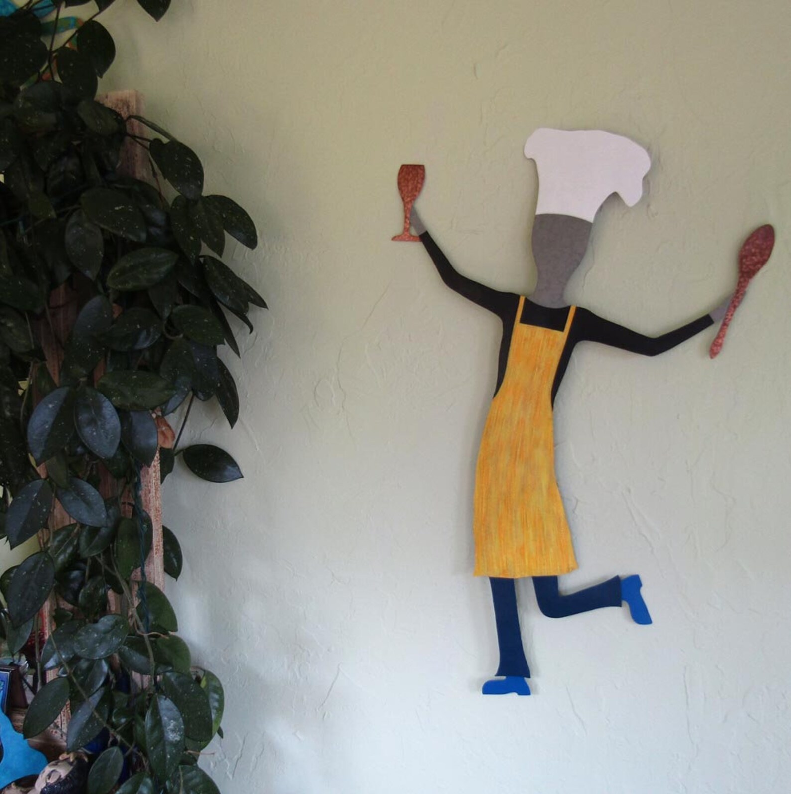 CHEF ART Sculpture Large Metal Kitchen Wall Art Dancing Male Etsy