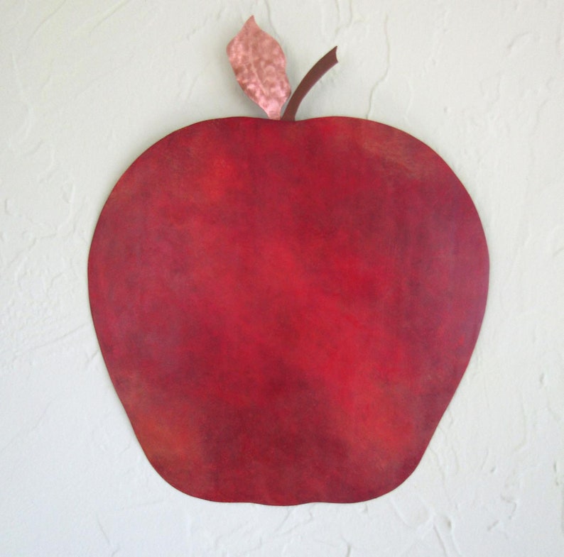 Fruit Wall Art Metal Apple Sculpture Kitchen Decor Vivid Red Etsy