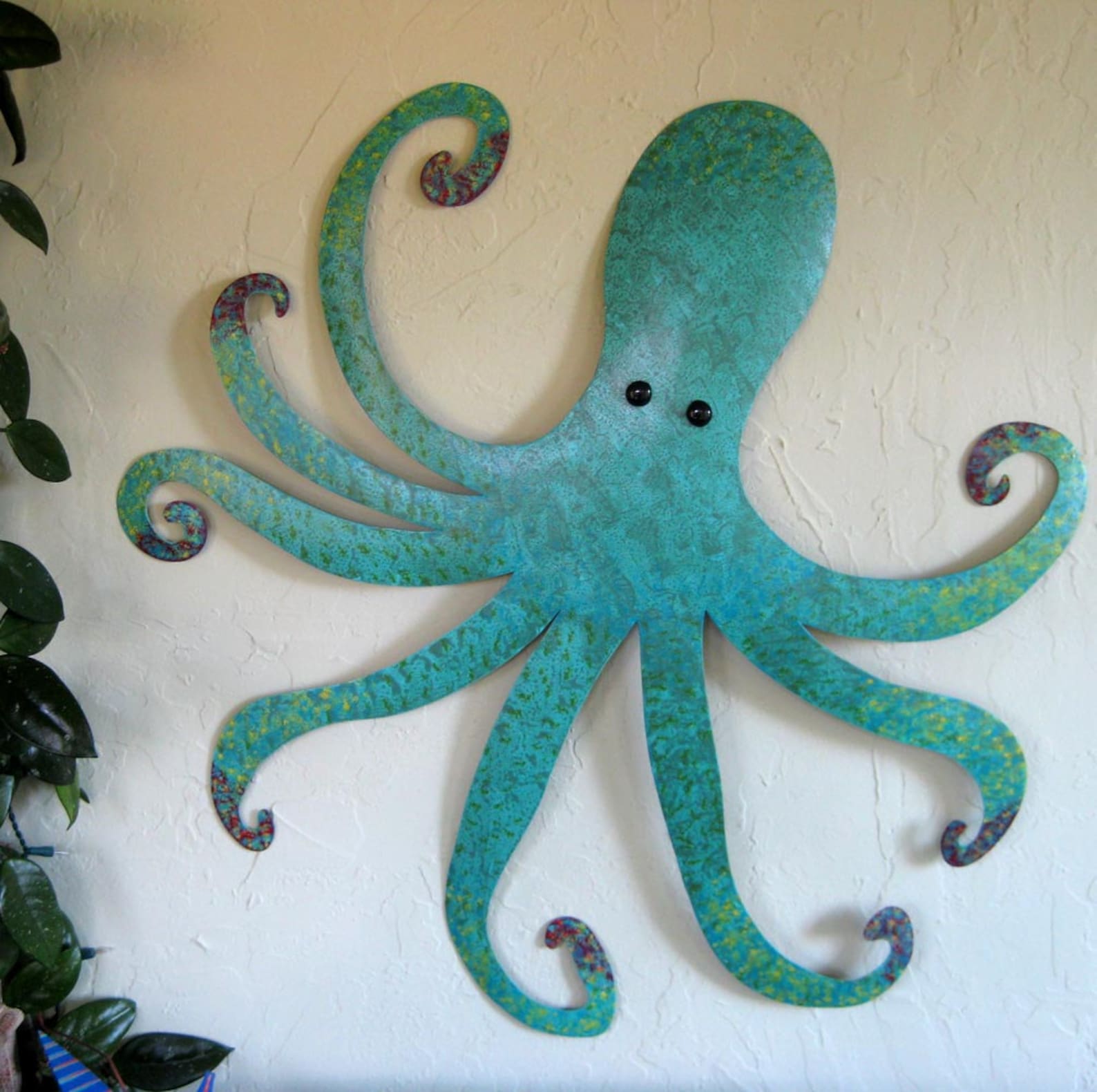 GIANT OCTOPUS Metal Wall Art Teal Blue Custom Sculpture Ocean Etsy