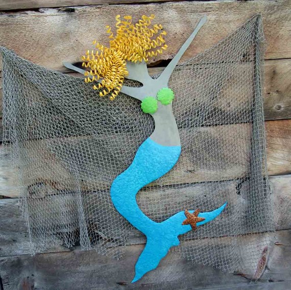 Extra Large Metal Wall Art Mermaid Sculpture Recycled Metal Etsy