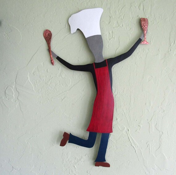 Chef Guy Wall Art For The Kitchen Sculpture Culinary Wall Art Etsy