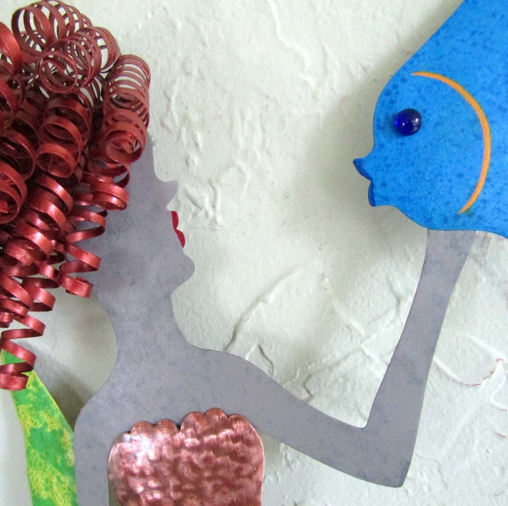 LARGE MERMAID Metal Wall Art Sculpture Recycled Metal Mermaid Etsy