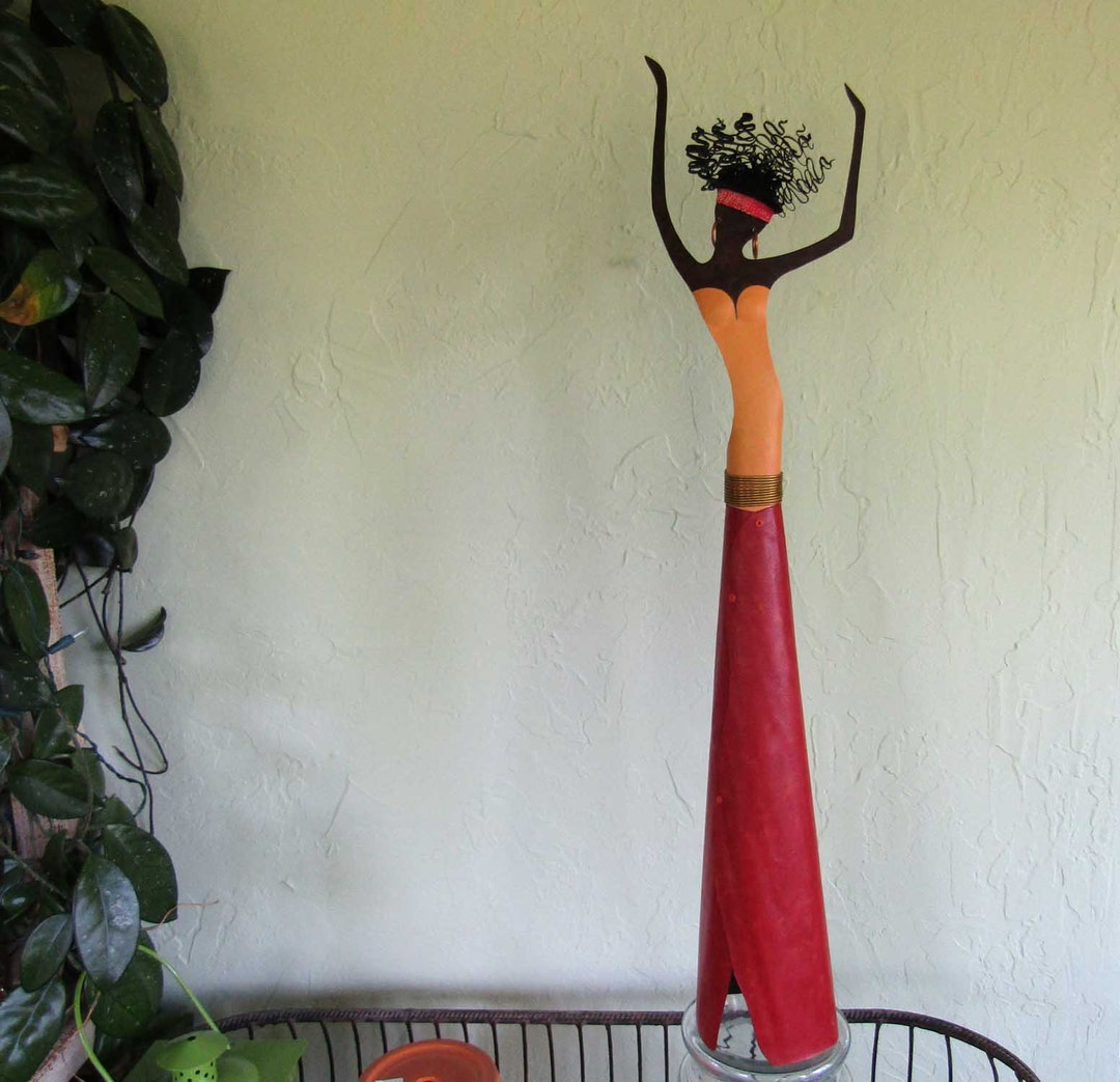 AFRICAN ART Metal Sculpture African Dancer Recycled Metal African Art