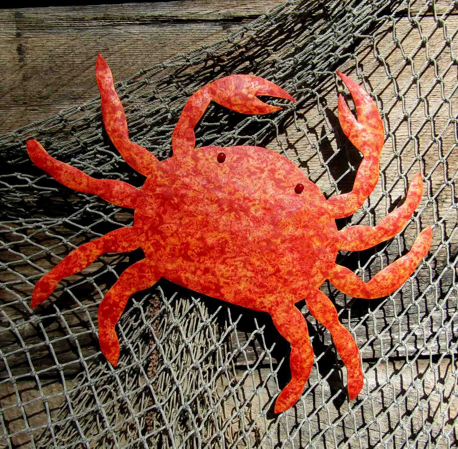 CRAB ART Beach House Metal Wall Art Crab Sculpture Sea Life Etsy