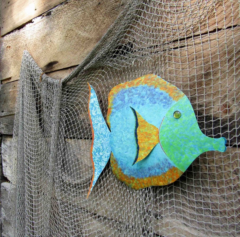 LARGE FISH Bathroom Art Metal Wall Tropical Fish Sculpture | Etsy