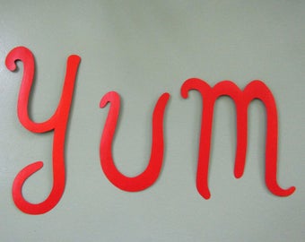 Kitchen Wall Art  Metal Orange Dining Room Large Upcycled Metal Sculpture Letters Chef Food Culinary Cooking Handmade READY TO SHIP