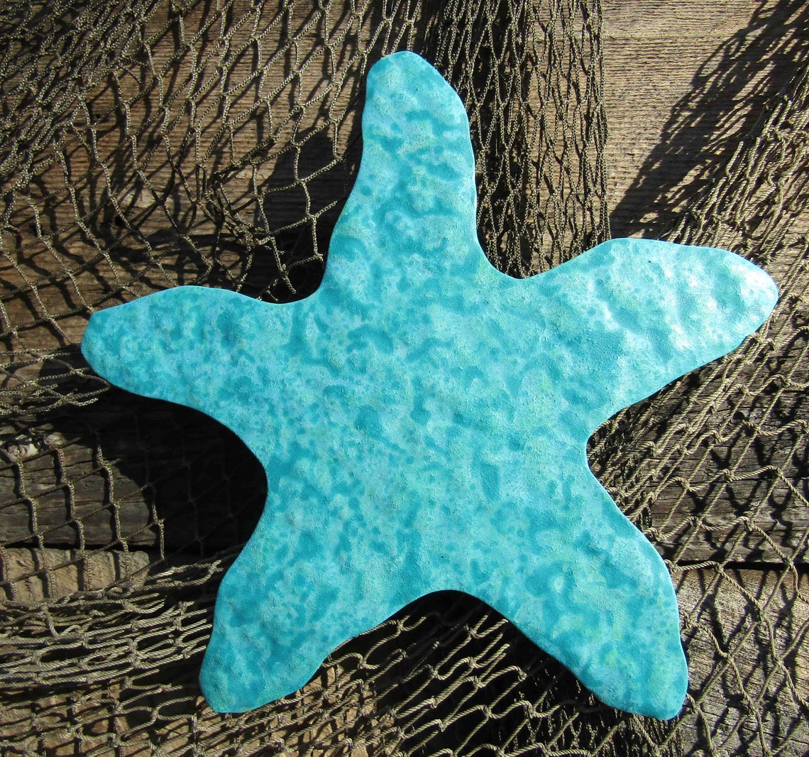 Starfish Art Coastal Metal Wall Sculpture Recycled Metal Etsy
