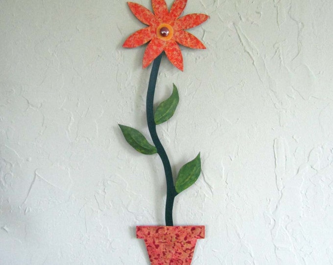 Floral Decor Metal Wall Sculpture Flower Art Kitchen Bathroom Etsy