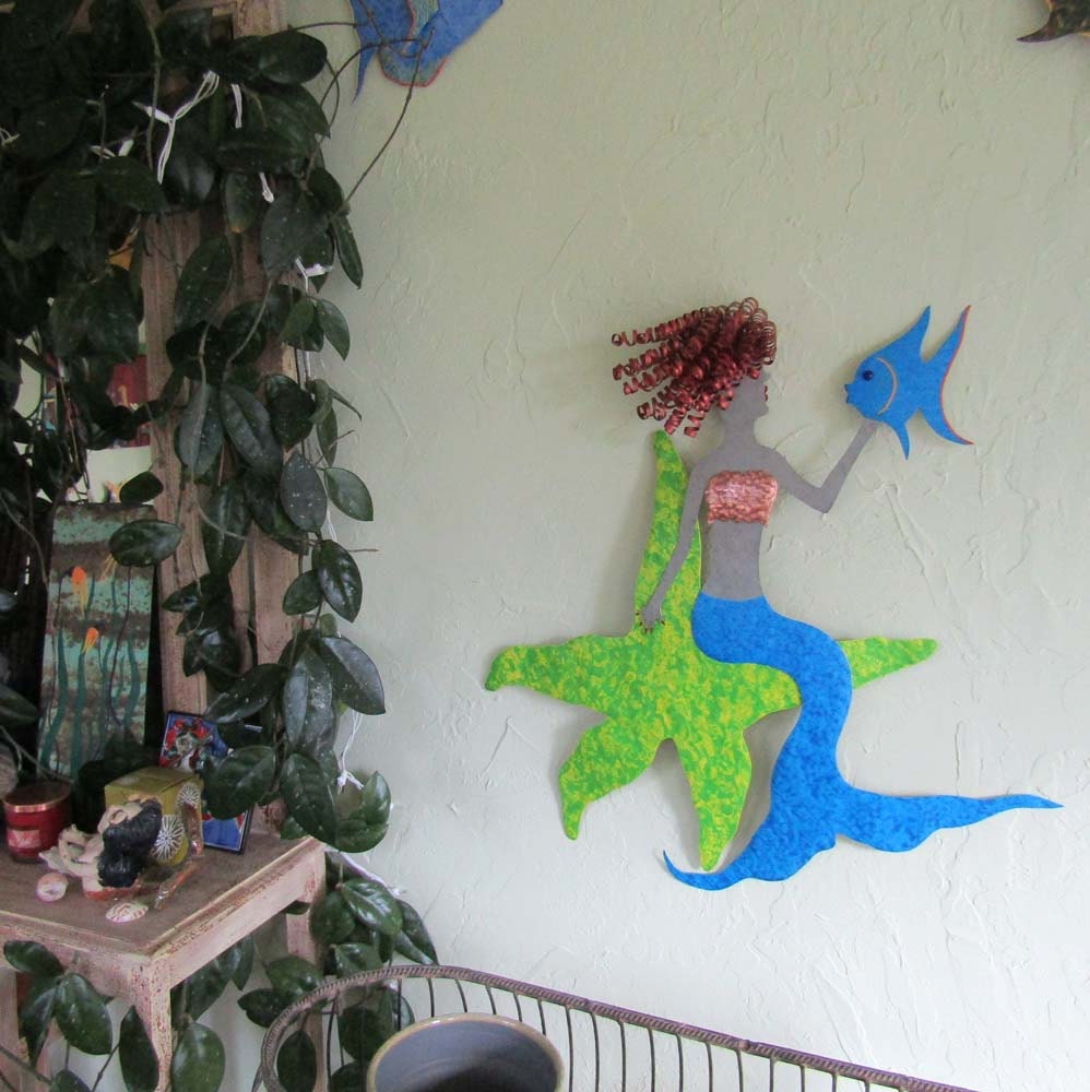 LARGE MERMAID Metal Wall Art Sculpture Recycled Metal Mermaid Etsy