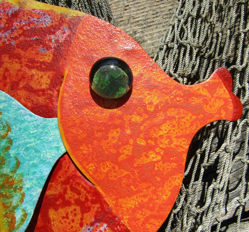 TROPICAL FISH ART Metal Wall Sculpture Red Orange Blue Etsy