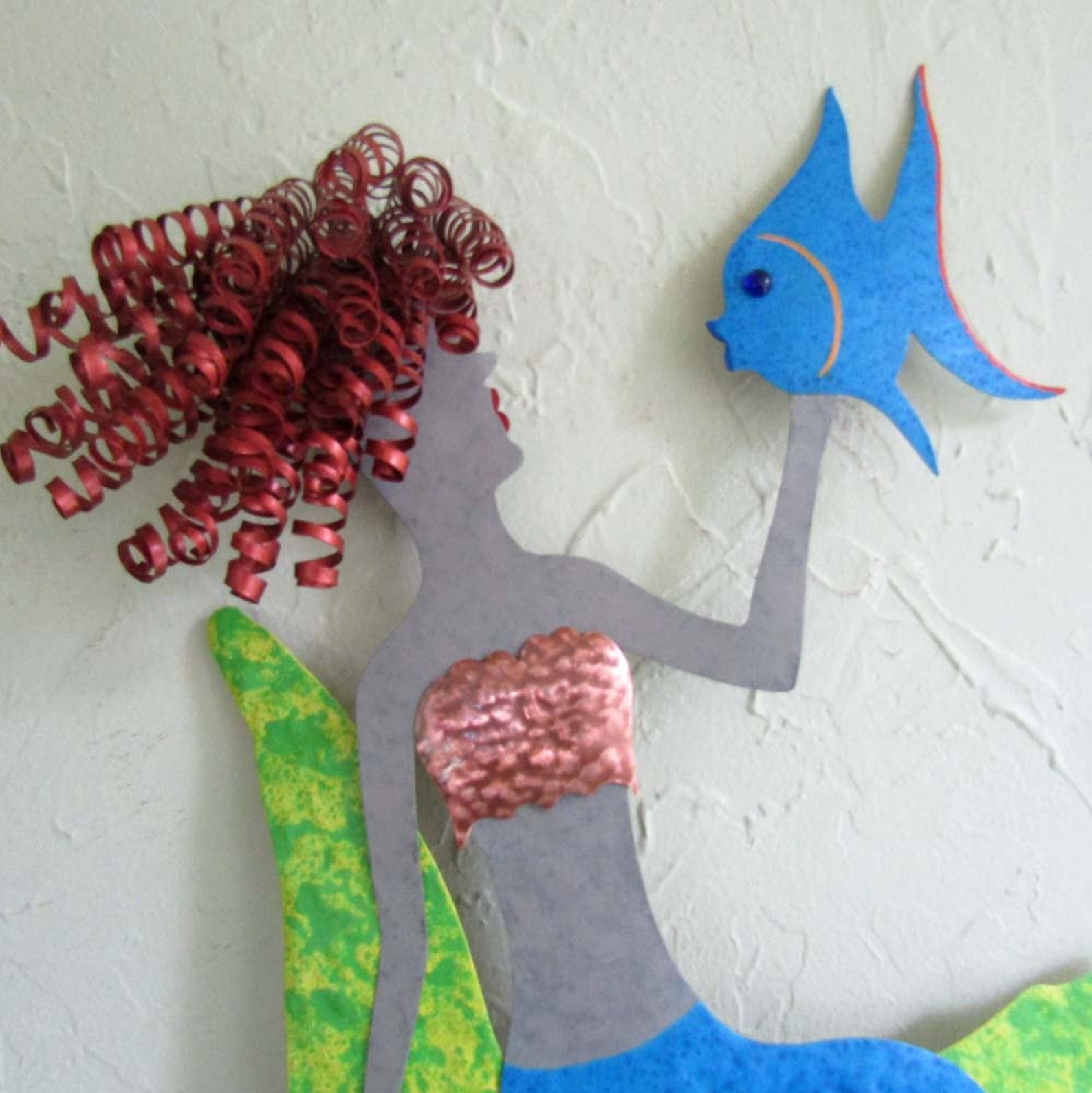 LARGE MERMAID Metal Wall Art Sculpture Recycled Metal Mermaid Etsy
