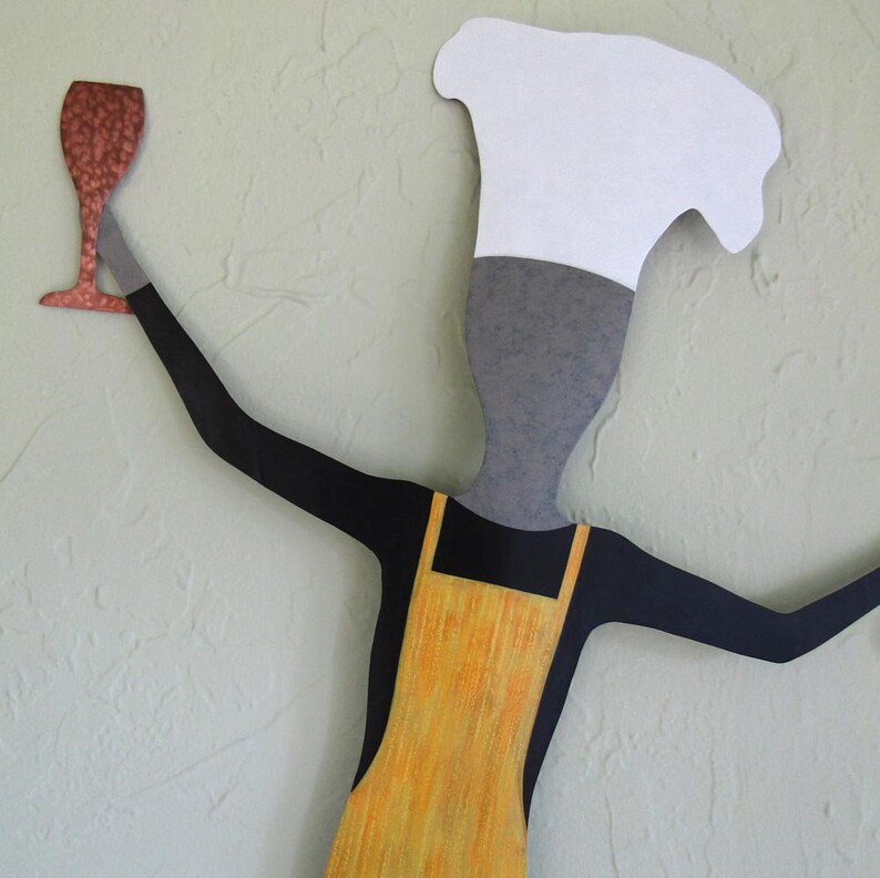 CHEF ART Sculpture Large Metal Kitchen Wall Art Dancing Male Etsy