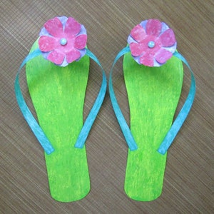Flip flop art pool side giant pair metal wall art boho  patio art upcycled metal pink lime green    10 x 23 Ready to ship