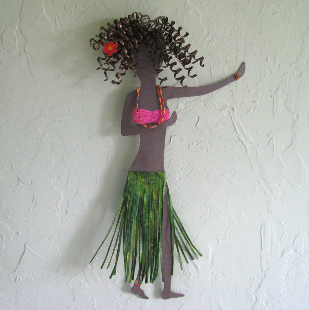 HULA LADY Tropical Island art metal wall sculpture Hula girl Etsy