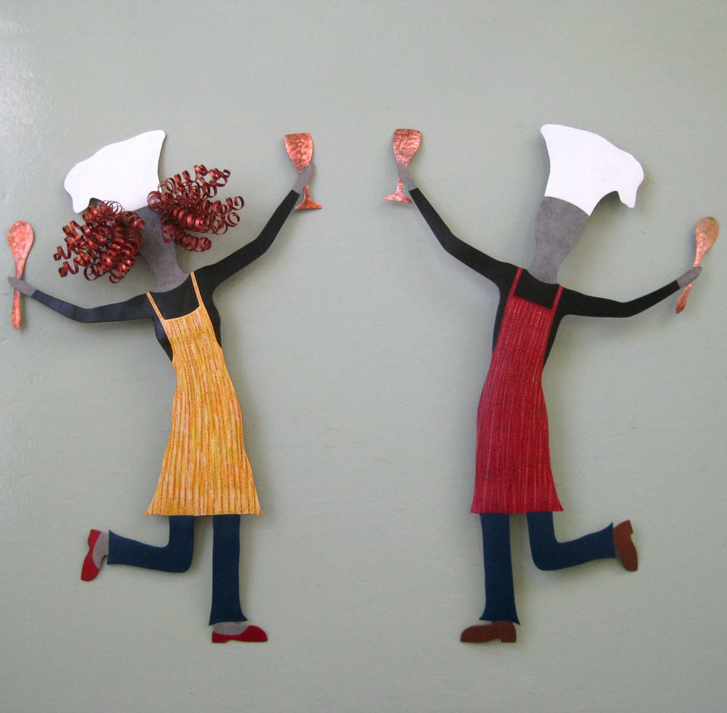 CHEF ART Kitchen Wall Sculpture Recycled Metal Wall Yellow Art Etsy