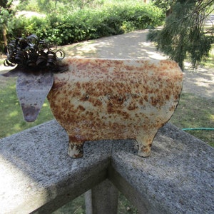 SHEEP Rustic Folk art decor sheep 3D upcycled metal sculpture barn yard farm animal lamb goat kitchen art 6 x 9 Ready to ship image 4