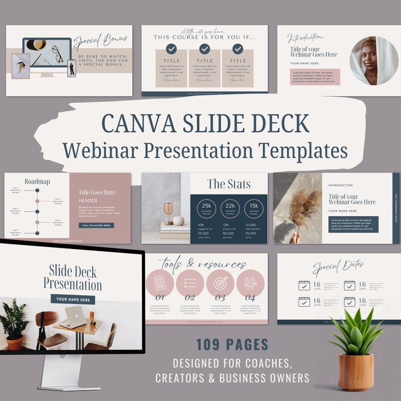 Canva Slide Deck Presentation Template | Blue Pink Coaching Webinar ...