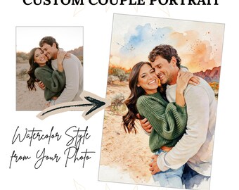 Custom Couple Portrait Painting | Watercolor Illustration from your photo (Digital Download)