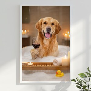 Pet Portrait from Photo Pet Wall Art Dog Bathroom Art Pet Portrait Custom Pet Dog Portrait Digital Dog Bathroom Portrait Decor image 10