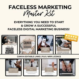 Faceless Digital Marketing Guides Bundle, MRR PLR for Passive Income, Canva Templates, Faceless Instagram, Online Marketing Digital Products