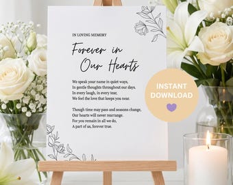 Funeral Poem Sign | Memorial Table Decor | Celebration of Life Quote | Instant Download