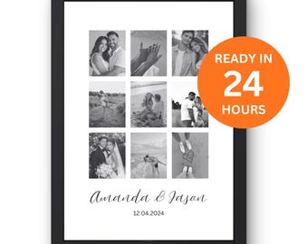 Photo Collage Poster Couple Photo Anniversary Gift Wedding Memory Print Birthday Gift for Friend Family Memories Photo Print Wedding Present
