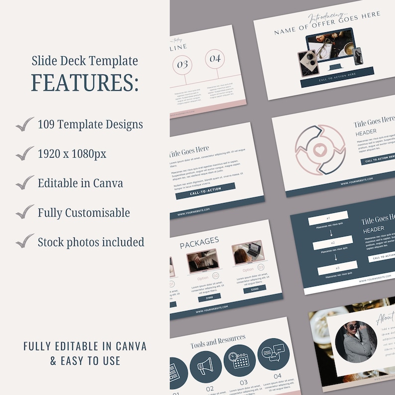Canva Slide Deck Presentation Template | Blue Pink Coaching Webinar ...