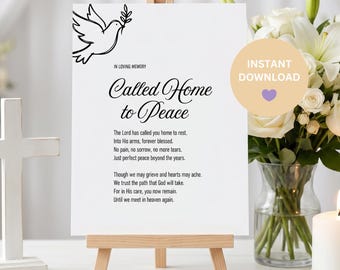 Christian Memorial Poem Printable | Funeral Decor | Celebration of Life Sign | Instant Download