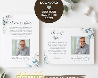 Funeral Thank You Card Template | Editable Canva Template | Memorial Thank You Card | Celebration of Life Thank You Card | Instant Download