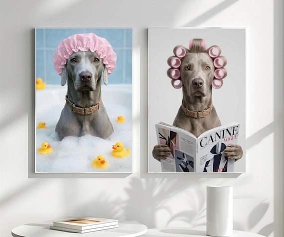 Pet Portrait from Photo Pet Wall Art Dog Bathroom Art Pet Portrait Custom Pet Dog Portrait Digital Dog Bathroom Portrait Decor