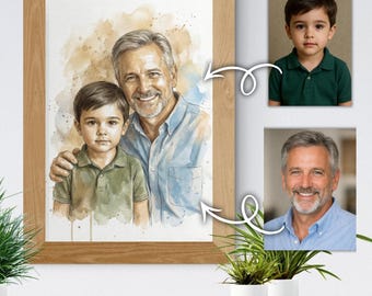 Custom Watercolor Memorial Portrait, Family Keepsake (Digital Download)