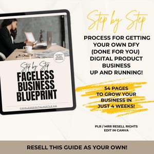 Faceless Business Blueprint, Faceless Marketing Guide, MRR PLR for Passive Income, Get Your Own Digital Products Business Up & Running!