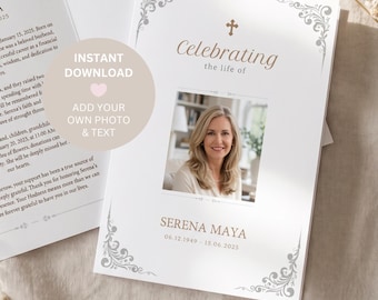 Funeral Program Template | Celebration of Life Canva Template | Editable Memorial Program | Order of Service Booklet | Instant Download