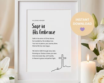 Christian Memorial Poem Printable | Funeral Decor | Celebration of Life Sign | Instant Download