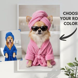 Pet Portrait from Photo Pet Wall Art Dog Bathroom Art Pet Portrait Custom Pet Dog Portrait Digital Dog Bathroom Portrait Decor image 3