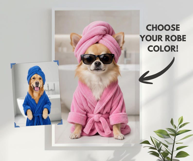 Pet Portrait from Photo Pet Wall Art Dog Bathroom Art Pet Portrait Custom Pet Dog Portrait Digital Dog Bathroom Portrait Decor image 3