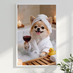 Pet Portrait from Photo Pet Wall Art Dog Bathroom Art Pet Portrait Custom Pet Dog Portrait Digital Dog Bathroom Portrait Decor image 16