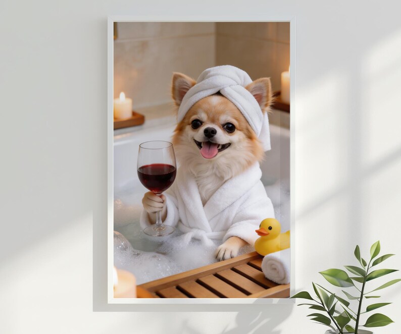 Pet Portrait from Photo Pet Wall Art Dog Bathroom Art Pet Portrait Custom Pet Dog Portrait Digital Dog Bathroom Portrait Decor image 16