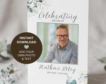 Funeral Program Template | Celebration of Life Canva Template | Editable Memorial Program | Order of Service Booklet | Instant Download