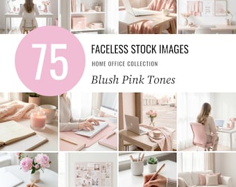 Stock Photos Blush Pink Feminine Home Office Faceless Branding Social Media Digital Images Faceless Female Entrepreneur Aesthetic Boss Babe