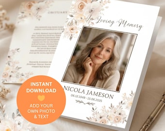 Funeral Program Template | Memorial Service Program | Editable Funeral Booklet | Celebration of Life Program | Instant Download