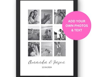 Editable Photo Collage Template | Custom Anniversary, Birthday, Wedding Keepsake (Instant Download)