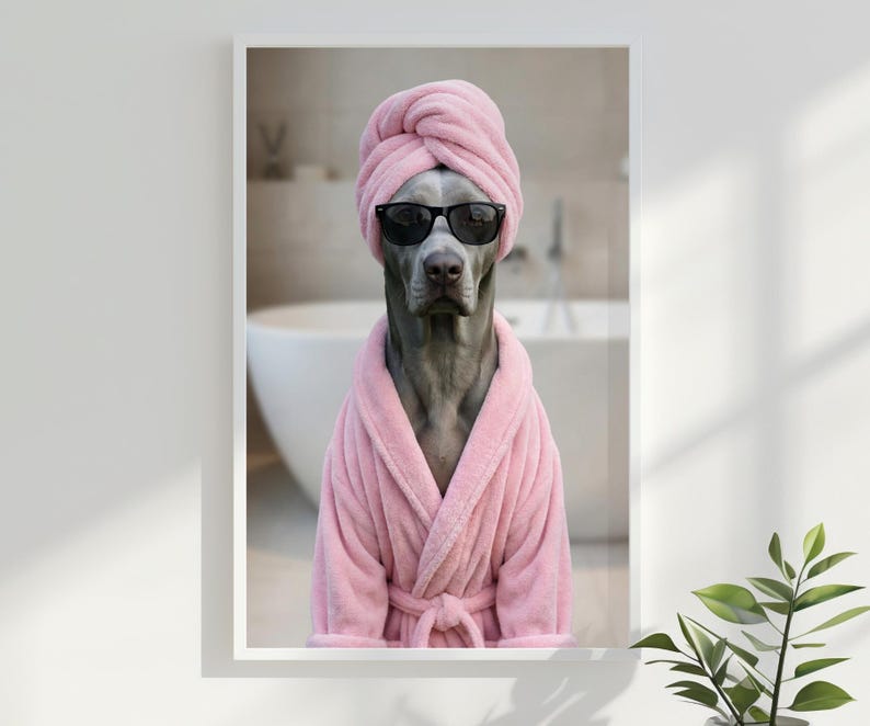 Pet Portrait from Photo Pet Wall Art Dog Bathroom Art Pet Portrait Custom Pet Dog Portrait Digital Dog Bathroom Portrait Decor image 9