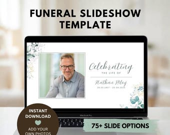 Funeral Slideshow Template | Memorial Photo Presentation | Celebration of Life Slideshow | Canva Template | 75 Slides | Instant Download