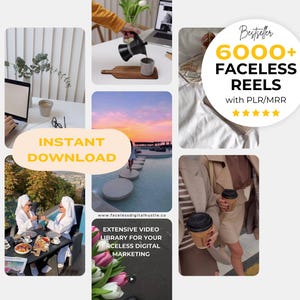 6000+ Faceless Aesthetic Videos for Instagram Reels, Faceless Digital Marketing Reels with Master Resell Rights MRR/PLR, Canva Reel Template