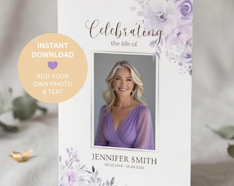 Funeral Program Template | Celebration of Life Canva Template | Editable Memorial Program | Order of Service Booklet | Instant Download