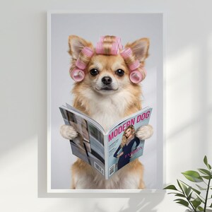 Pet Portrait from Photo Pet Wall Art Dog Bathroom Art Pet Portrait Custom Pet Dog Portrait Digital Dog Bathroom Portrait Decor image 12
