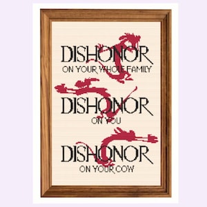 Mushu / Mulan Dishonor Cross Stitch Pattern Disney Movie Counted Cross Stitch Disney Princess Pattern Instant PDF download